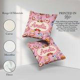 Custom Name Kawaii Donut Cake Cupcake Sweet Dessert Pattern Warm Square Filled Cushion Throw Pillow Sofa Bed Home Decor Zip Washable UK Made