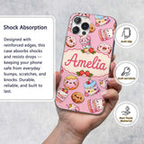 Kawaii Donut Cake Cupcake Sweet Dessert Seamless Custom Name Protective Phone Case Mobile Cover Durable Everyday Smartphone Shock Resistant