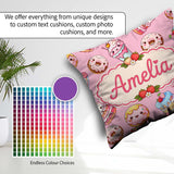 Custom Name Kawaii Donut Cake Cupcake Sweet Dessert Pattern Warm Square Filled Cushion Throw Pillow Sofa Bed Home Decor Zip Washable UK Made