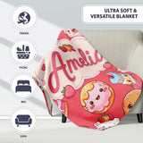 Kawaii Donut Cake Cupcake Sweet Dessert Seamless Pattern Coral Red  Personalised Custom Name Super Soft Fleece Blanket Bed Sofa Throw