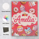 Personalised Name Kawaii Donut Cake Cupcake Custom  Bespoke Interior Contemporary Canvas Wall Art Print Decor Picture Ready to Hang