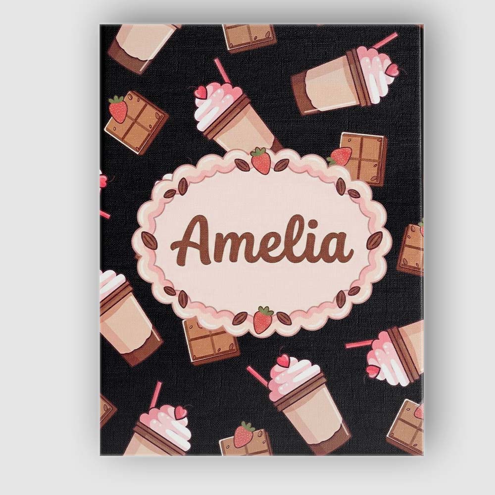Personalised Name Cute Chocolate Strawberry Custom  Bespoke Interior Contemporary Canvas Wall Art Print Decor Picture Ready to Hang