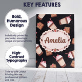 Personalised Name Cute Chocolate Strawberry Custom  Bespoke Interior Contemporary Canvas Wall Art Print Decor Picture Ready to Hang