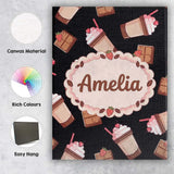 Personalised Name Cute Chocolate Strawberry Custom  Bespoke Interior Contemporary Canvas Wall Art Print Decor Picture Ready to Hang