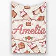 Cute Chocolate Strawberry Milkshake Seamless Pattern Cream  Personalised Custom Name Super Soft Fleece Blanket Bed Sofa Throw