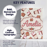 Personalised Name Cute Chocolate Strawberry Custom  Bespoke Interior Contemporary Canvas Wall Art Print Decor Picture Ready to Hang