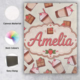 Personalised Name Cute Chocolate Strawberry Custom  Bespoke Interior Contemporary Canvas Wall Art Print Decor Picture Ready to Hang