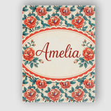 Personalised Name Bold Red Blue Rose Floral Seamless Pattern Perfect Custom  Home Canvas Wall Art Print Decor Picture Ready to Hang