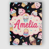 Personalised Name Cute Kawaii Ice Cream Custom  Modern Room Accent Elegant Feature Canvas Wall Art Print Decor Picture Ready to Hang