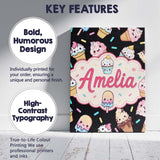 Personalised Name Cute Kawaii Ice Cream Custom  Modern Room Accent Elegant Feature Canvas Wall Art Print Decor Picture Ready to Hang