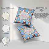 Custom Name Kawaii Ice Cream Cone Popsicle Sweet Dessert Pattern Square Filled Cushion Throw Pillow Sofa Bed Home Decor Zip Washable UK Made