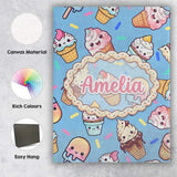 Personalised Name Kawaii Ice Cream Cone Custom  Modern Room Accent Elegant Feature Canvas Wall Art Print Decor Picture Ready to Hang