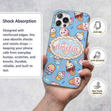 Kawaii Ice Cream Cone Popsicle Sweet Dessert Custom Name Protective Phone Case Mobile Cover Durable Everyday Smartphone Shock Resistant