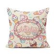 Custom Name Kawaii Ice Cream Cone Popsicle Sweet Dessert Pattern Square Filled Cushion Throw Pillow Sofa Bed Home Decor Zip Washable UK Made