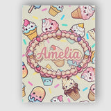 Personalised Name Kawaii Ice Cream Cone Custom  Modern Room Accent Elegant Feature Canvas Wall Art Print Decor Picture Ready to Hang