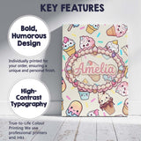 Personalised Name Kawaii Ice Cream Cone Custom  Modern Room Accent Elegant Feature Canvas Wall Art Print Decor Picture Ready to Hang