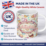Personalized Custom Name Kawaii Ice Cream Cone Popsicle Sweet Dessert Seamless Pattern Name 11oz Ceramic Coffee Tea Mug White Large Handle