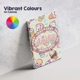 Personalised Name Kawaii Ice Cream Cone Custom  Modern Room Accent Elegant Feature Canvas Wall Art Print Decor Picture Ready to Hang