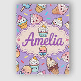 Personalised Name Kawaii Ice Cream Cone Custom  Modern Room Accent Elegant Feature Canvas Wall Art Print Decor Picture Ready to Hang