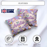Custom Name Kawaii Ice Cream Cone Popsicle Sweet Dessert Pattern Square Filled Cushion Throw Pillow Sofa Bed Home Decor Zip Washable UK Made