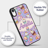 Kawaii Ice Cream Cone Popsicle Sweet Dessert Custom Name Protective Phone Case Mobile Cover Durable Everyday Smartphone Shock Resistant