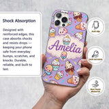 Kawaii Ice Cream Cone Popsicle Sweet Dessert Custom Name Protective Phone Case Mobile Cover Durable Everyday Smartphone Shock Resistant