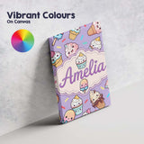 Personalised Name Kawaii Ice Cream Cone Custom  Modern Room Accent Elegant Feature Canvas Wall Art Print Decor Picture Ready to Hang