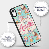 Kawaii Ice Cream Cone Popsicle Sweet Dessert Custom Name Protective Phone Case Mobile Cover Durable Everyday Smartphone Shock Resistant