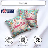 Custom Name Kawaii Ice Cream Cone Popsicle Sweet Dessert Pattern Square Filled Cushion Throw Pillow Sofa Bed Home Decor Zip Washable UK Made