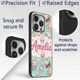 Kawaii Ice Cream Cone Popsicle Sweet Dessert Custom Name Protective Phone Case Mobile Cover Durable Everyday Smartphone Shock Resistant