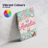 Personalised Name Kawaii Ice Cream Cone Custom  Modern Room Accent Elegant Feature Canvas Wall Art Print Decor Picture Ready to Hang
