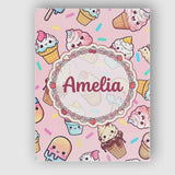 Personalised Name Kawaii Ice Cream Cone Custom  Modern Room Accent Elegant Feature Canvas Wall Art Print Decor Picture Ready to Hang