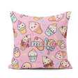 Custom Name Kawaii Ice Cream Cone Popsicle Sweet Dessert Pattern Square Filled Cushion Throw Pillow Sofa Bed Home Decor Zip Washable UK Made
