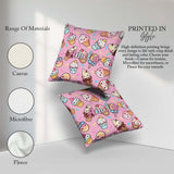 Custom Name Kawaii Ice Cream Cone Popsicle Sweet Dessert Pattern Square Filled Cushion Throw Pillow Sofa Bed Home Decor Zip Washable UK Made