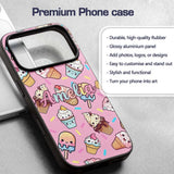 Kawaii Ice Cream Cone Popsicle Sweet Dessert Custom Name Protective Phone Case Mobile Cover Durable Everyday Smartphone Shock Resistant