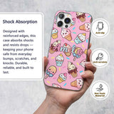Kawaii Ice Cream Cone Popsicle Sweet Dessert Custom Name Protective Phone Case Mobile Cover Durable Everyday Smartphone Shock Resistant