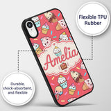 Kawaii Ice Cream Cone Popsicle Sweet Dessert Custom Name Protective Phone Case Mobile Cover Durable Everyday Smartphone Shock Resistant