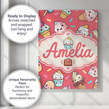 Personalised Name Kawaii Ice Cream Cone Custom  Modern Room Accent Elegant Feature Canvas Wall Art Print Decor Picture Ready to Hang