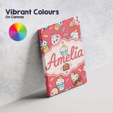 Personalised Name Kawaii Ice Cream Cone Custom  Modern Room Accent Elegant Feature Canvas Wall Art Print Decor Picture Ready to Hang