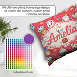 Custom Name Kawaii Ice Cream Cone Popsicle Sweet Dessert Pattern Square Filled Cushion Throw Pillow Sofa Bed Home Decor Zip Washable UK Made
