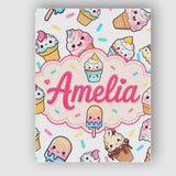 Personalised Name Kawaii Ice Cream Cone Custom  Modern Room Accent Elegant Feature Canvas Wall Art Print Decor Picture Ready to Hang