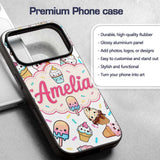 Kawaii Ice Cream Cone Popsicle Sweet Dessert Custom Name Protective Phone Case Mobile Cover Durable Everyday Smartphone Shock Resistant