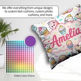 Custom Name Kawaii Ice Cream Cone Popsicle Sweet Dessert Pattern Square Filled Cushion Throw Pillow Sofa Bed Home Decor Zip Washable UK Made