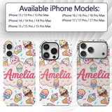 Kawaii Ice Cream Cone Popsicle Sweet Dessert Custom Name Protective Phone Case Mobile Cover Durable Everyday Smartphone Shock Resistant