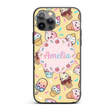 Cute Kawaii Dessert Cake Cupcake Donut Candy Custom Name Protective Phone Case Mobile Cover Durable Everyday Smartphone Shock Resistant