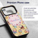 Cute Kawaii Dessert Cake Cupcake Donut Candy Custom Name Protective Phone Case Mobile Cover Durable Everyday Smartphone Shock Resistant