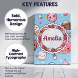 Personalised Name Cute Kawaii Dessert Cake Custom  Unique Gift Idea Elegant Feature Canvas Wall Art Print Decor Picture Ready to Hang
