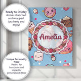 Personalised Name Cute Kawaii Dessert Cake Custom  Unique Gift Idea Elegant Feature Canvas Wall Art Print Decor Picture Ready to Hang