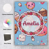 Personalised Name Cute Kawaii Dessert Cake Custom  Unique Gift Idea Elegant Feature Canvas Wall Art Print Decor Picture Ready to Hang
