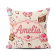 Custom Name Kawaii Dessert Cake Donut Candy Sweet Treat Seamless Square Filled Cushion Throw Pillow Sofa Bed Home Decor Zip Washable UK Made